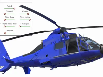 Blue Patrol Helicopter Rigged 3D model purchase