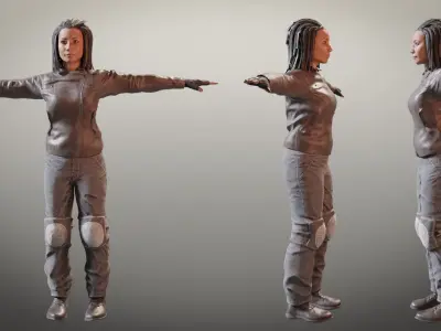 Female Characters Game-Ready pack Low-poly 3D model