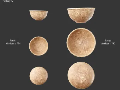 Medieval Containers Clay Pottery Low-poly 3D model