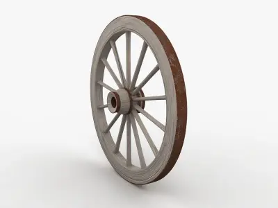 Old Wagon Wheel Low-poly 3D model