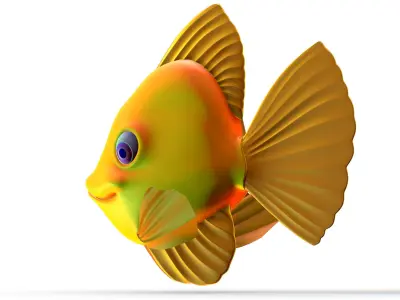 Hi-Poly Subdivision 3D Model Gold Fish Low-poly 3D model