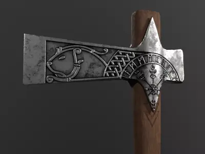Viking Axe Beaver Low-poly 3D model