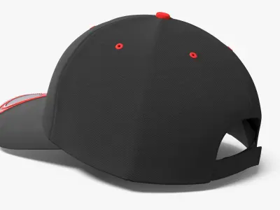 Flame Stripe Curve Brim Cap Red Black 3D model