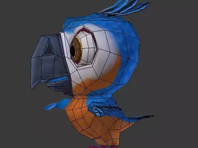 Cartoon lowpoly parrot  Low-poly 3D model