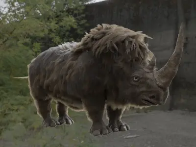 shaggy rhinoceros Low-poly 3D model