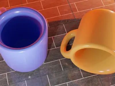 3d Mug two coffee mugs Free 3D model