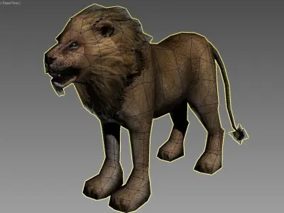 Male Lion Low-poly 3D model