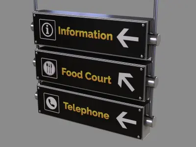 Airport Sign Board 005 Low-poly 3D model