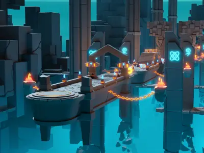 Platformer 8 Underworld Low-poly 3D model