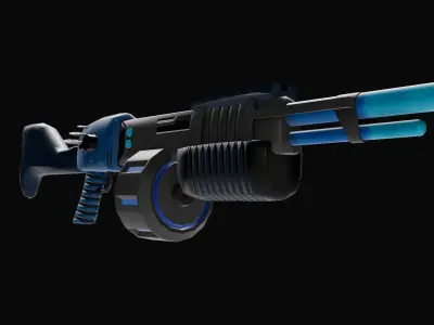 Stylized Sci-Fi Battle Weapons Freeze Gun  Low-poly 3D model