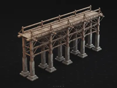 Medieval Bridge 3D Model - PBR Textures Low-poly 3D model