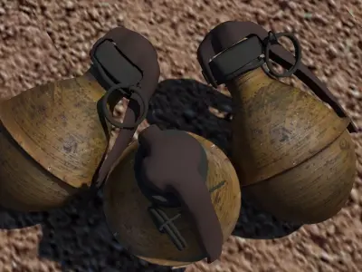 Old Grenade High quality Low-poly 3D model