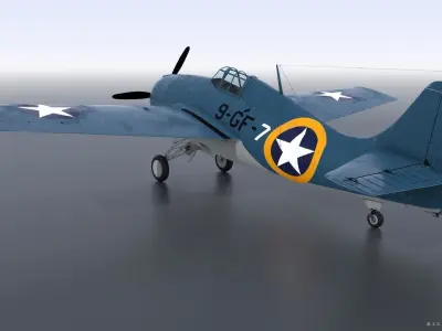 F4F-4 9-GF-7 - Rigged Low-poly 3D model