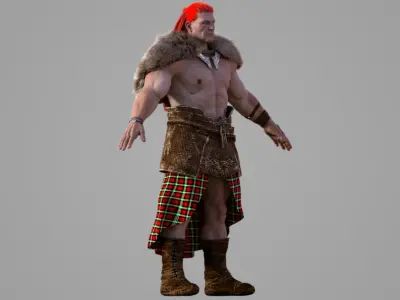 Gallowglass - Scottish Highlander Warrior Male 3D model