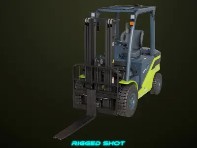 Forklift Truck03 Green All PBR Unity UE Textures 3D model
