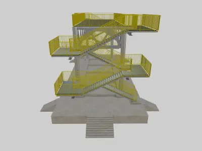 Steel Structure-Tsunami Evacuation Tower-Type-3 Free 3D model