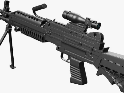 Gun 3d model assault rifle with scope 3D model