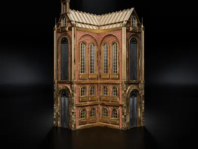 ART DECO STEAMPUNK BUILDING 02 Low-poly 3D model