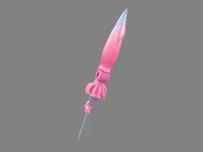 Cartoon pink squid sword Low-poly 3D model