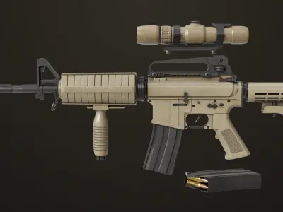 Machine Gun09 Brown All PBR unity UE Textures Low-poly 3D model