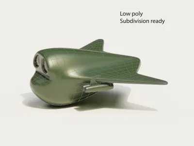 Cartoon Bomber Airplane Low-poly 3D model