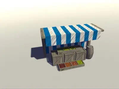 Medieval stall Low-poly 3D model