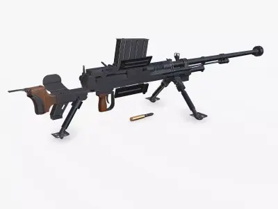 Type 97 Japanese Anti-Tank Rifle Low-Poly PBR Low-poly 3D model