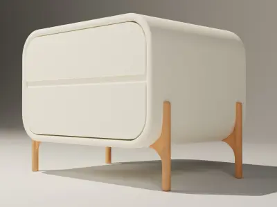 Elegant White Side Table with Wooden Legs - 3D Furniture Model Free 3D model