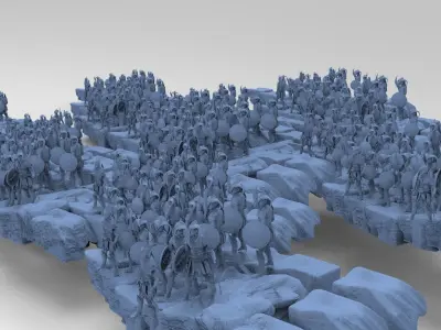 Huge Army With different soldier types Fantasy 3D model