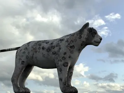 Tiger lion Grey model High Detailed 3D model Free low-poly 3D model