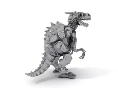 Futuristic Robotic Dinosaur Model Pack Low-poly 3D model