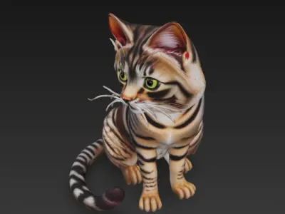 Cat Realistic 3D Model - Low Poly Realistic Low-poly 3D model