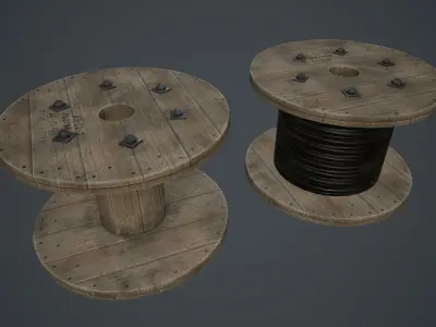 Wire Spool PBR Game Ready Low-poly 3D model