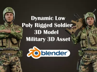 Dynamic Low-Poly Rigged Soldier Model - Military 3D Asset Free low-poly 3D model