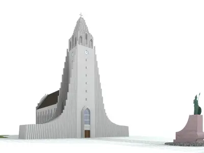 Hallgrimskirkja Reykjavik Iceland 3D model