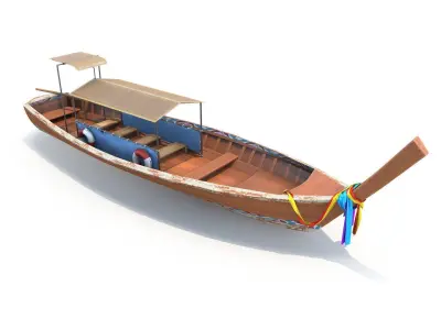 Traditional Thai Longtail Boat Low-poly 3D model