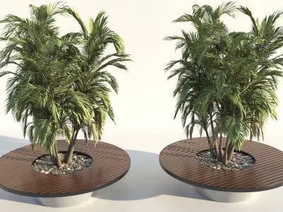 Bench with built-in planter 3D model