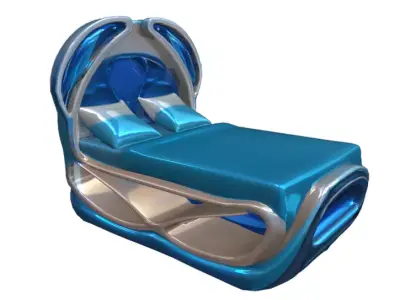 Futuristic Sci-Fi Luxury Bed Organic Cyberpunk Furniture Low-poly 3D model