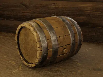 GameReady Wooden Barrel Low-poly 3D model