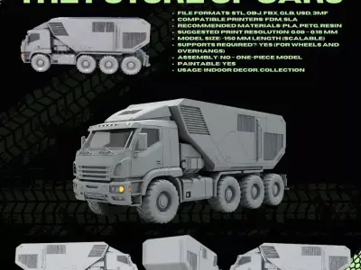 3D Printable Concept Military Transport Truck Model 3D print model