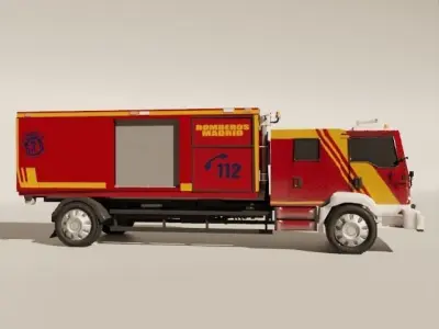 Fire Truck Madrid Game Low-poly 3D model