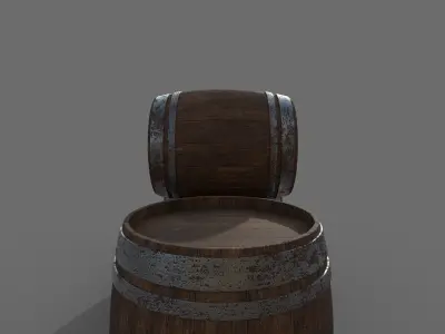 Wooden Barrel Free low-poly 3D model 10