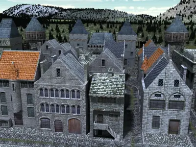 Medieval Houses Low-poly 3D model