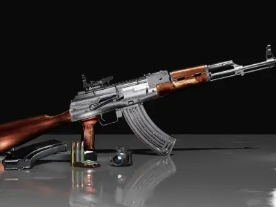 AKM Assault Rifle Gun Pack Low-poly 3D model