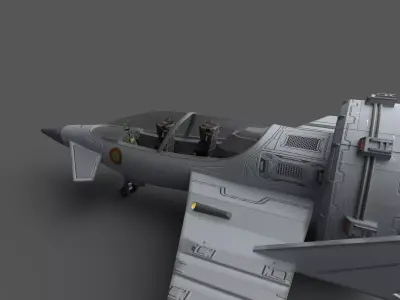 Fan jet Low-poly 3D model