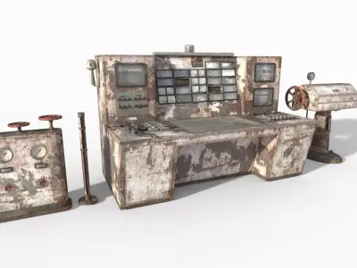 Abandoned  Powerplant Control Panel Group 3D model
