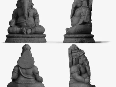 Low Poly PBR Ganesha Statue Low-poly 3D model