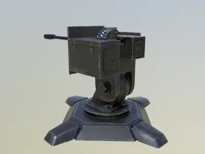 Combat automatic turret Low-poly 3D model