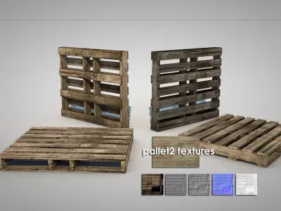 Dirty Wooden Pallets Low-poly 3D model