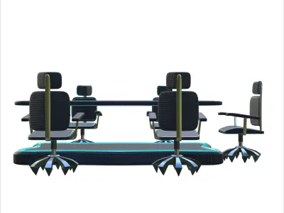 Futuristic Conference Table and Office Chair Set 2K PBR Model 3D model